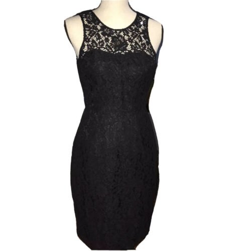 Donna Morgan Collection Black Lace Floral Dress Sweetheart Chest Keyhole Size 0